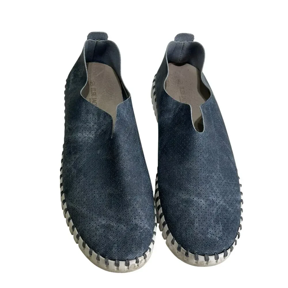 Isle Jacobson Women’s Blue EUR 40 US 10 Hornbak Tulip Perforated Loafers